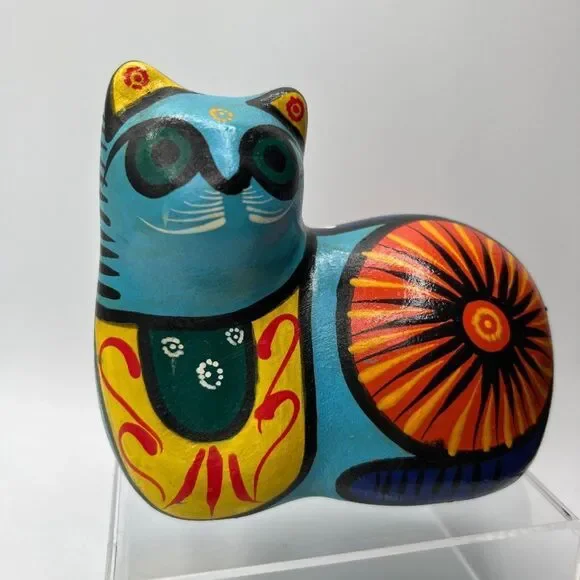 Vintage Puerto Vallarte 1990 Art Deco Cool Mexican Cat Ceramic Home Decor - Picture 2 of 13